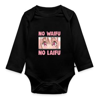 Funny otaku anime manga gag - Organic Longsleeve Baby Bodysuit - black - Front