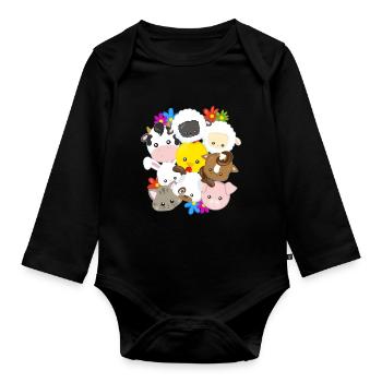 Animaux de ferme animaux fermier agriculteur cadeau - Body Bébé bio manches longues - noir - Devant