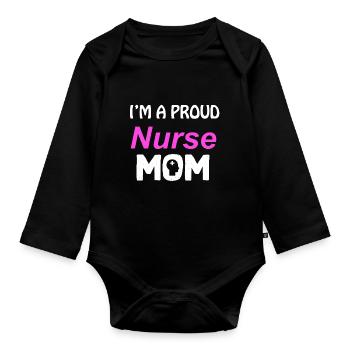 Nurse nurse - Organic Longsleeve Baby Bodysuit - black - Front