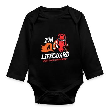 Lifeguard Swimmer - Baby Bio-Langarm-Body - Schwarz - Vorne