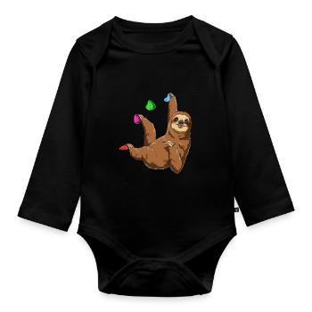 Funny Boulder Sloth - Chilled Sloth - Organic Longsleeve Baby Bodysuit - black - Front
