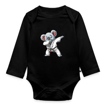 Dabbing Koalabär im Gi - Lustiger Koala - Baby Bio-Langarm-Body - Schwarz - Vorne