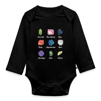 Gemstone jewelry geologist crystal collector - Organic Longsleeve Baby Bodysuit - black - Front