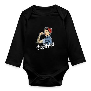 Hair Stylist Barber - Baby Bio-Langarm-Body - Schwarz - Vorne
