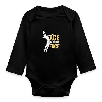 Volleyball girl funny gift - Organic Longsleeve Baby Bodysuit - black - Front