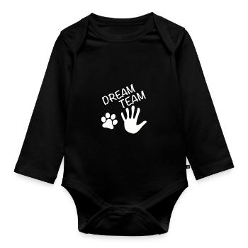 Dream team hand paw - Organic Longsleeve Baby Bodysuit - black - Front