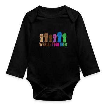 Feminist Widerstand Menschenwürde Gerechtigkeit - Baby Bio-Langarm-Body - Schwarz - Vorne