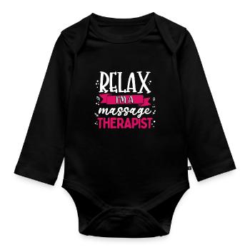 Massage Therapist - Body Bébé bio manches longues - noir - Devant