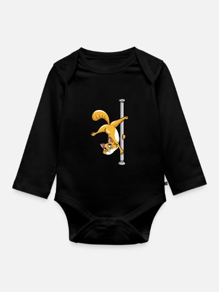 Pole Dancing Cat - Baby Bio-Langarm-Body - Schwarz