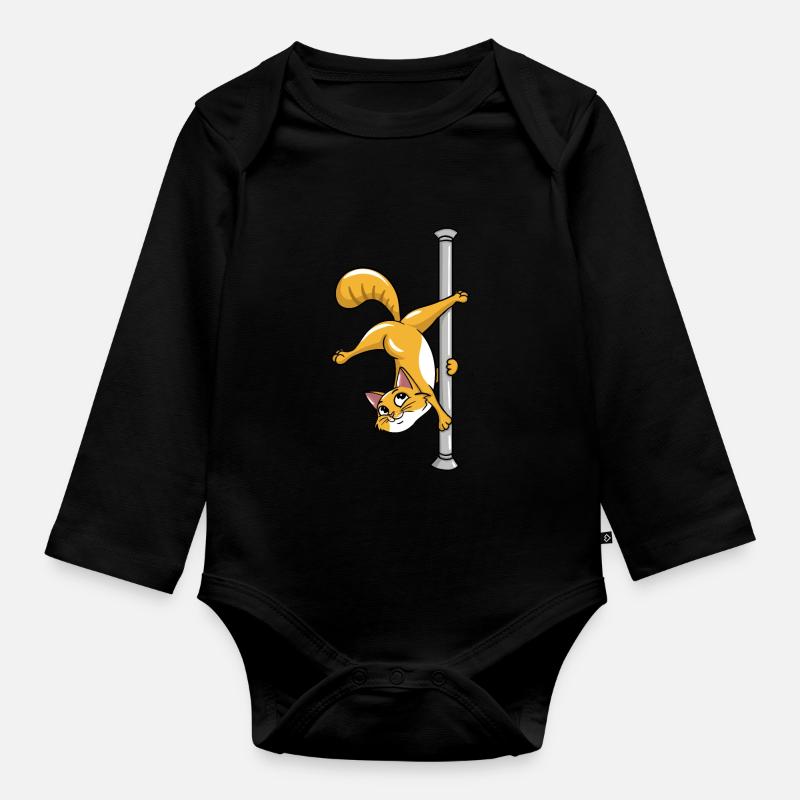 Pole Dancing Cat - Baby Bio-Langarm-Body - Schwarz