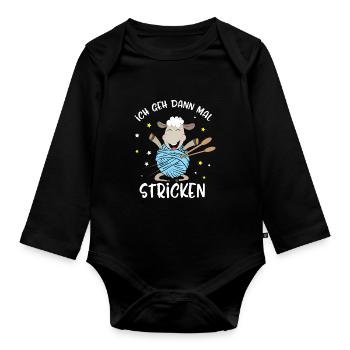 Lustiges Ich Geh Dann Mal Stricken Schaf Geschenk - Baby Bio-Langarm-Body - Schwarz - Vorne