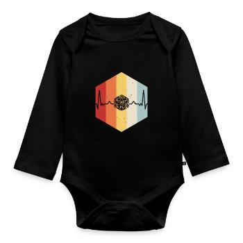 D20 retro heartbeat - Organic Longsleeve Baby Bodysuit - black - Front