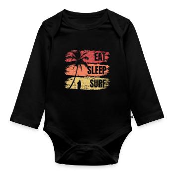 Eat Sleep Surf Miami Beach Surfer Style - Organic Longsleeve Baby Bodysuit - black - Front