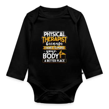 Physical therapist - Baby Bio-Langarm-Body - Schwarz - Vorne