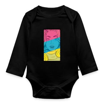 Comic style woman colorful - Organic Longsleeve Baby Bodysuit - black - Front