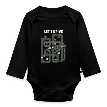 Auto Spiezeugauto Spielen Massage - Baby Bio-Langarm-Body - Schwarz - Vorne