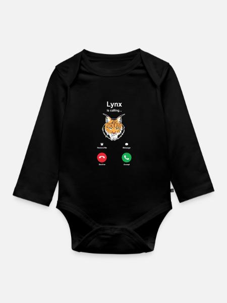 Luchs - Baby Bio-Langarm-Body - Schwarz