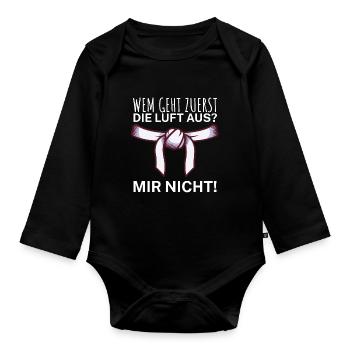 Wem geht zuerst die Luft aus mir nicht - Baby Bio-Langarm-Body - Schwarz - Vorne