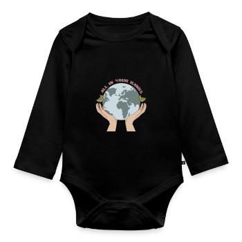 Save the Earth Planet Geschenkidee - Baby Bio-Langarm-Body - Schwarz - Vorne