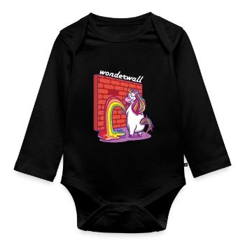 Licorne pipi drôle Licornes drôles - Body Bébé bio manches longues - noir - Devant