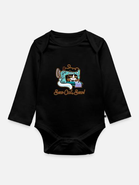 Couture chat hobby tailleur humour - Body Bébé bio manches longues - noir