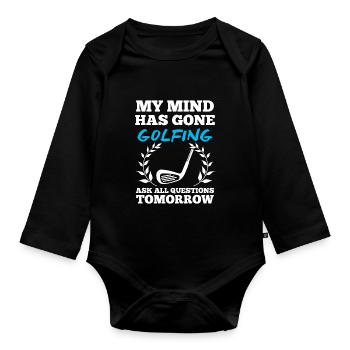 Golf golfing golfer golf ball golfing golf player - Organic Longsleeve Baby Bodysuit - black - Front