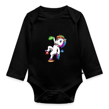 Licorne de rocher - Licorne grimpante - Body Bébé bio manches longues - noir - Devant