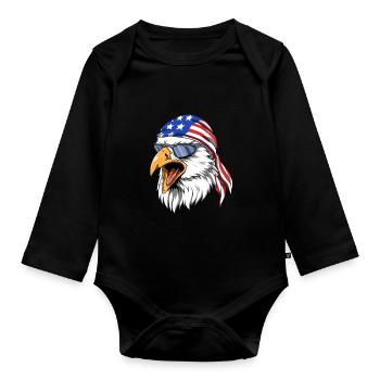 USA Eagle - USA Eagle Biker - Organic Longsleeve Baby Bodysuit - black - Front