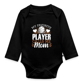 Little Sister Basketball Dad Mom - Baby Bio-Langarm-Body - Schwarz - Vorne