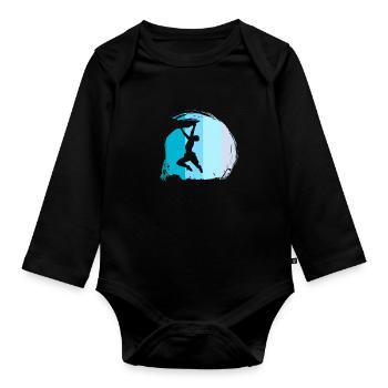 Klettern Kletterer Boulderer Retro - Baby Bio-Langarm-Body - Schwarz - Vorne