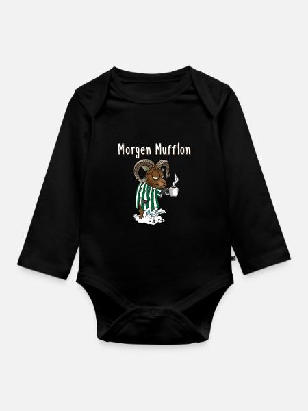 Lustiges Morgen Mufflon Morgenmuffel Kaffee - Baby Bio-Langarm-Body - Schwarz
