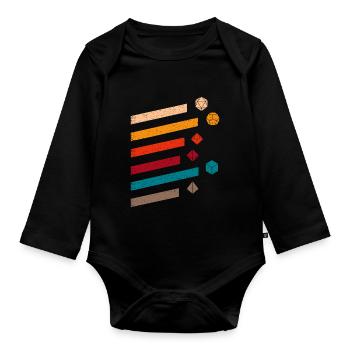 Vintage Polyhedral D20 Dice Set Nerdy Minimalist - Organic Longsleeve Baby Bodysuit - black - Front