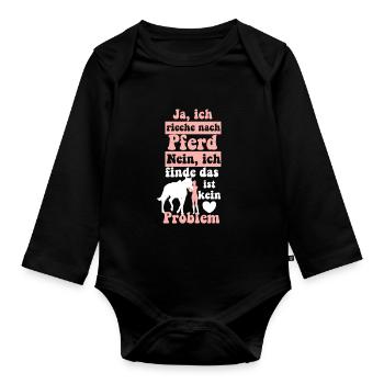 Pferd Riechen - Baby Bio-Langarm-Body - Schwarz - Vorne
