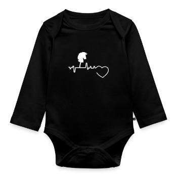 Hobby horse battement de coeur saut d'obstacles hobby horse - Body Bébé bio manches longues - noir - Devant