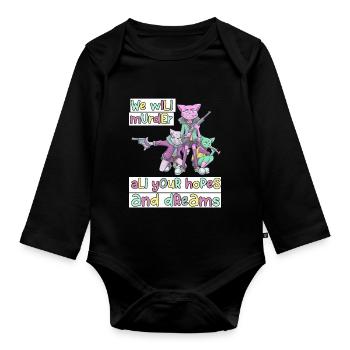 Patel Goth Kawaii Anime Comic Cats Gothic - Organic Longsleeve Baby Bodysuit - black - Front