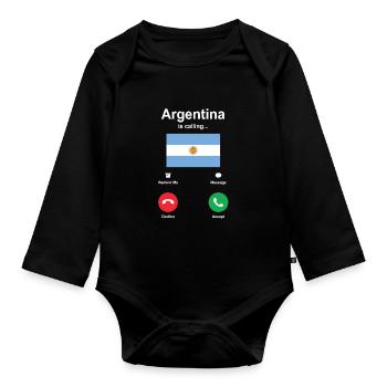 Argentinien - Baby Bio-Langarm-Body - Schwarz - Vorne