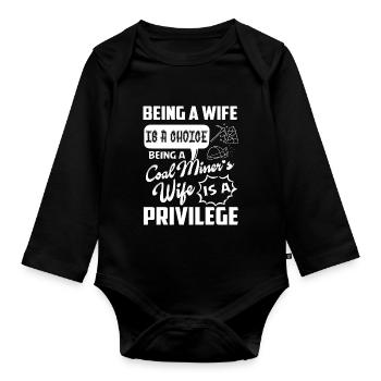 Miner étant l'épouse d'un mineur de charbon - Body Bébé bio manches longues - noir - Devant