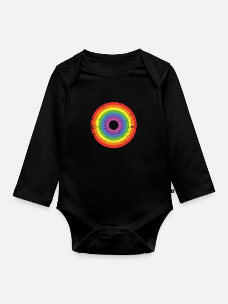 Regenbogen - Baby Bio-Langarm-Body - Schwarz