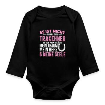 Trakehner Pferdebesitzer Pferde Reiter Geschenk - Baby Bio-Langarm-Body - Schwarz - Vorne