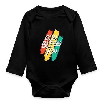 God bless you God bless you - Organic Longsleeve Baby Bodysuit - black - Front