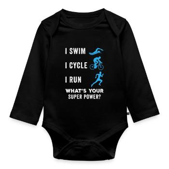 Triathlète - Body Bébé bio manches longues - noir - Devant