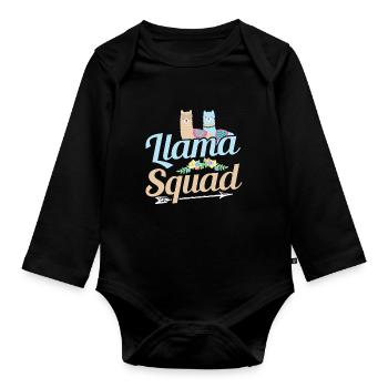 Llama Lama Squad - Organic Longsleeve Baby Bodysuit - black - Front
