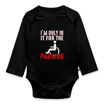 Cadeau handicap handicap humour en fauteuil roulant - Body Bébé bio manches longues - noir - Devant