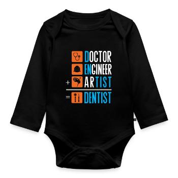 Dentiste dentiste dent dents dents cadeau dentaire - Body Bébé bio manches longues - noir - Devant