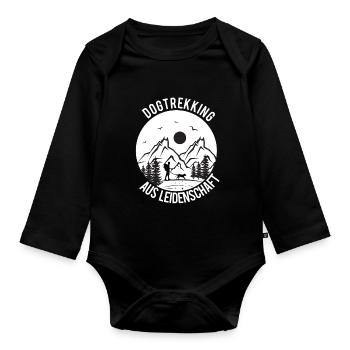 Dogtrekking randonnée avec chien canicross cadeau - Body Bébé bio manches longues - noir - Devant