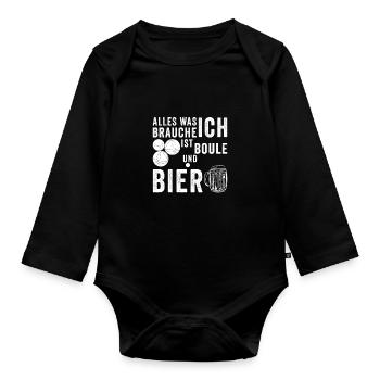 Boulespieler Boccia Geschenk - Baby Bio-Langarm-Body - Schwarz - Vorne