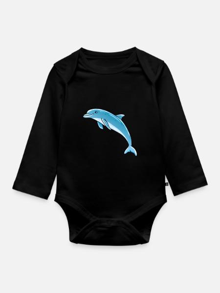 Delfin - Baby Bio-Langarm-Body - Schwarz