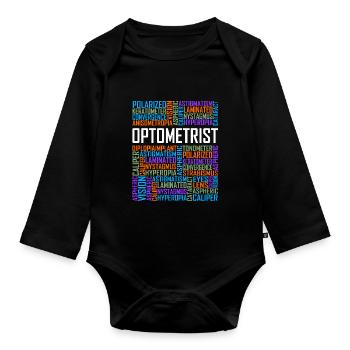 Optometrist Words - Organic Longsleeve Baby Bodysuit - black - Front