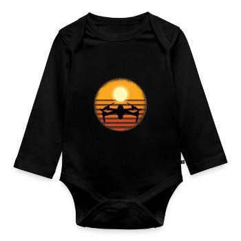 Drohne drohnen Shirt - Baby Bio-Langarm-Body - Schwarz - Vorne