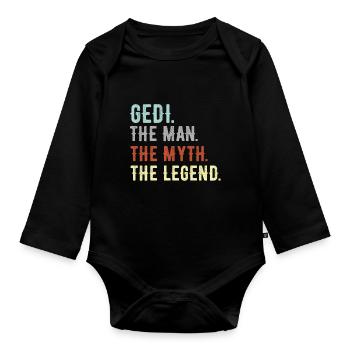 Gedi Firmgedi Taufgedi Ged Firmged Geschenkidee - Baby Bio-Langarm-Body - Schwarz - Vorne